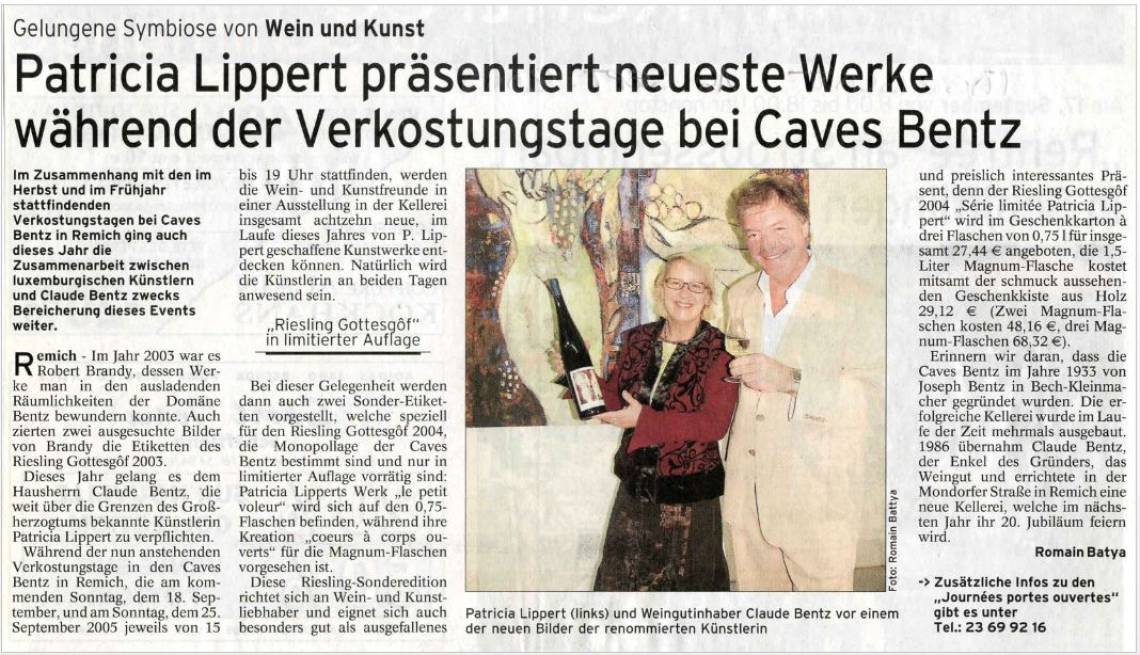 Patricia Lippert präsentiert neueste Werke während der Verkostungstage bei Caves Bentz