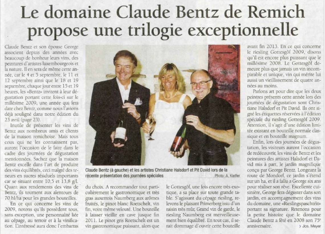 Le domaine Claude Bentz de Remich propose une trilogie exceptionnelle