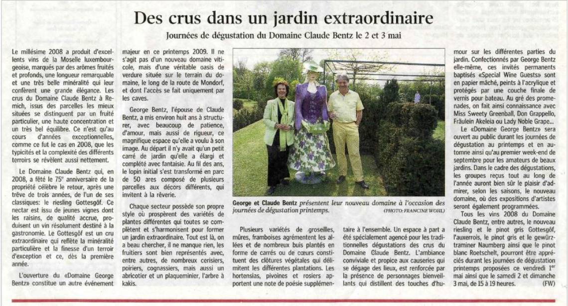 Des crus dans un jardin extraordinaire